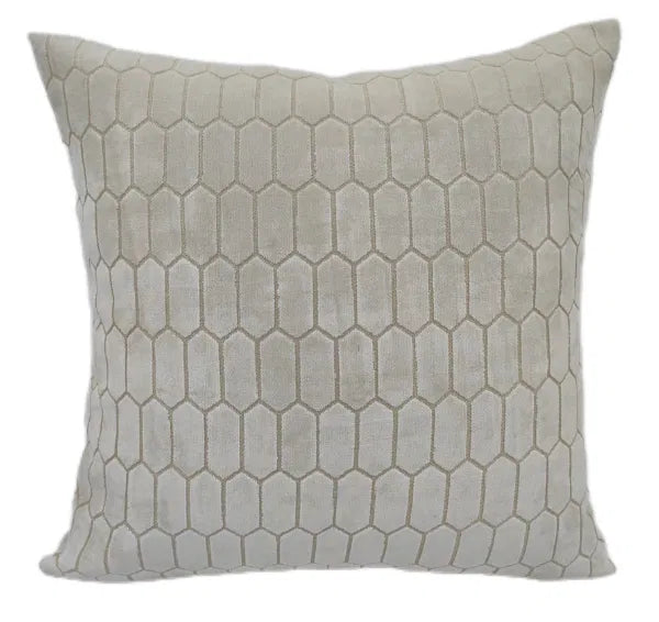 Albie Cut Velvet Honeycombe Ivory Cushion 43x43cm
