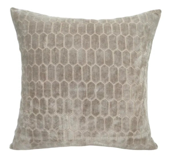 Albie Cut Velvet Honeycombe Taupe Cushion 43x43cm