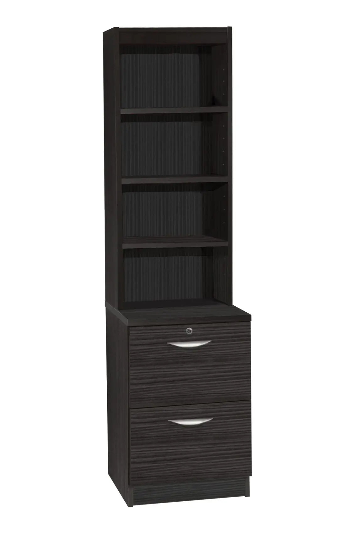 Home Office Desk Height 2 Drawer Filing Cabinet with Hutch Bookcase