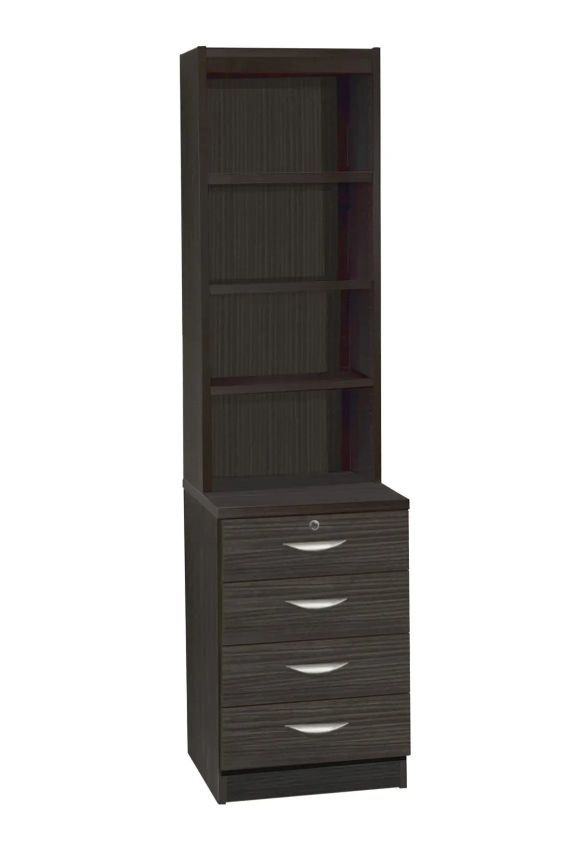 Home Office Desk Height 4 Drawer 48cm Unit with Hutch Bookcase