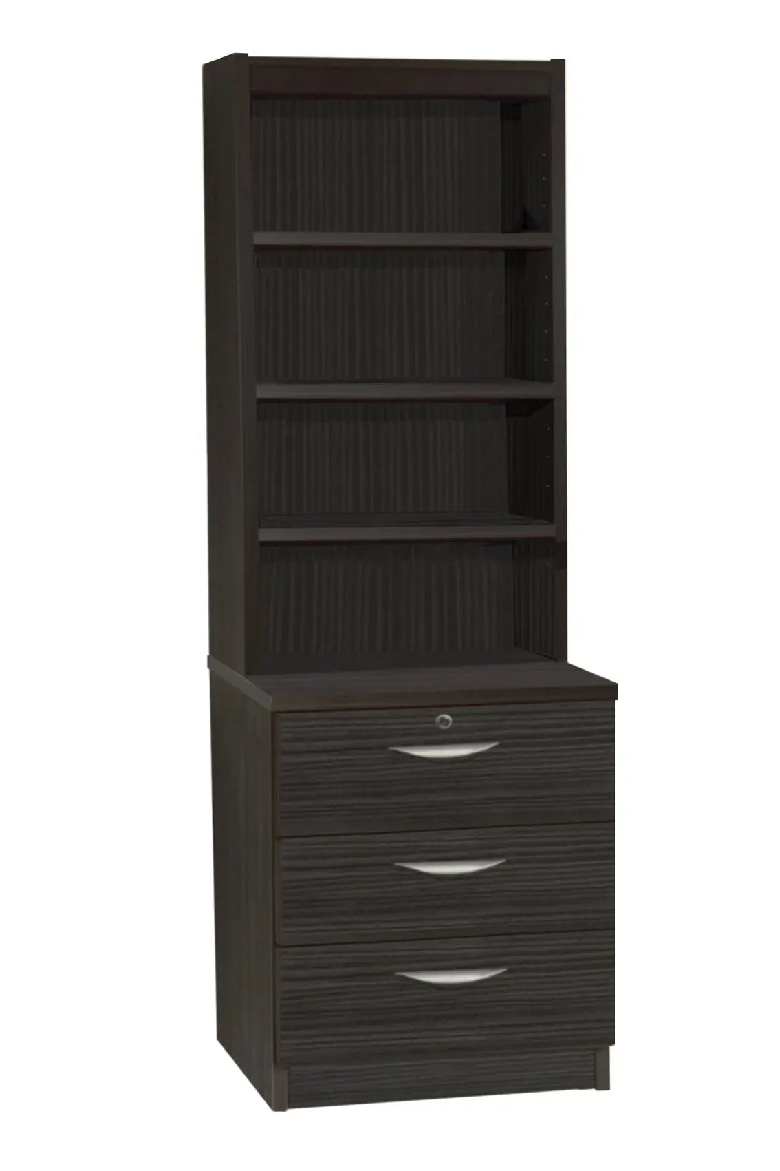 Home Office Desk Height 3 Drawer 60cm CD/DVD Storage Chest with Hutch Bookcase