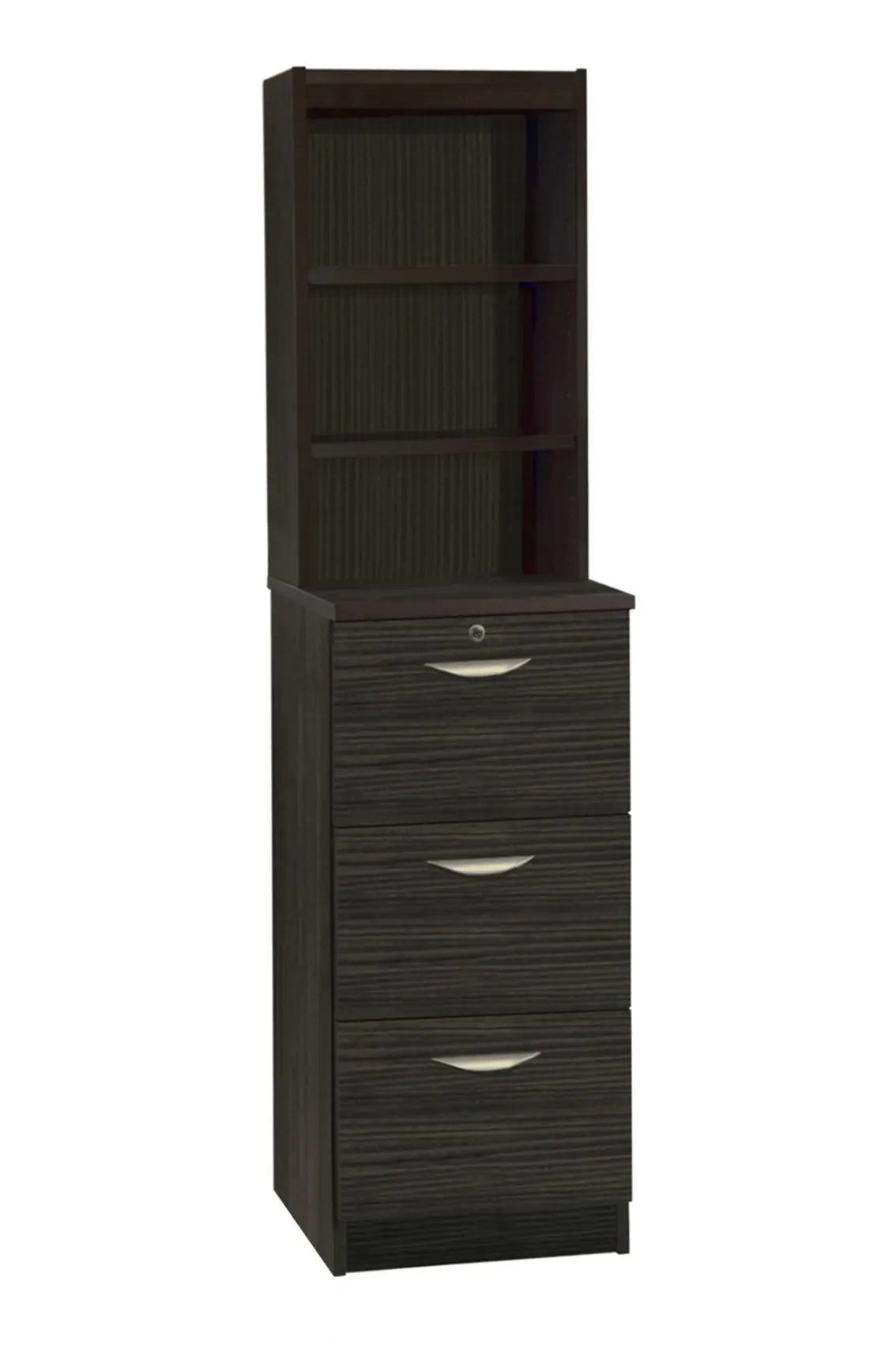 Home Office Mid Height 3 Drawer Filing Cabinet with Hutch Bookcase