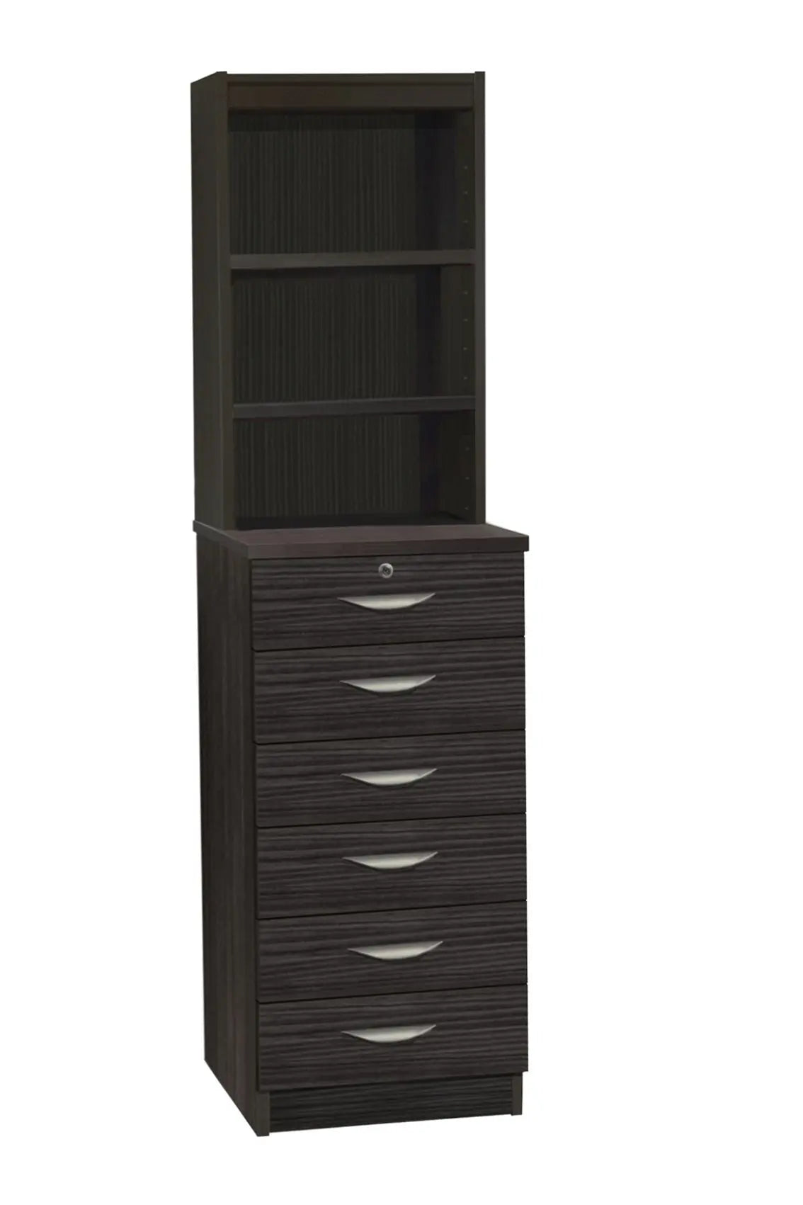 Home Office Mid Height 6 Drawer Unit with Hutch Bookcase