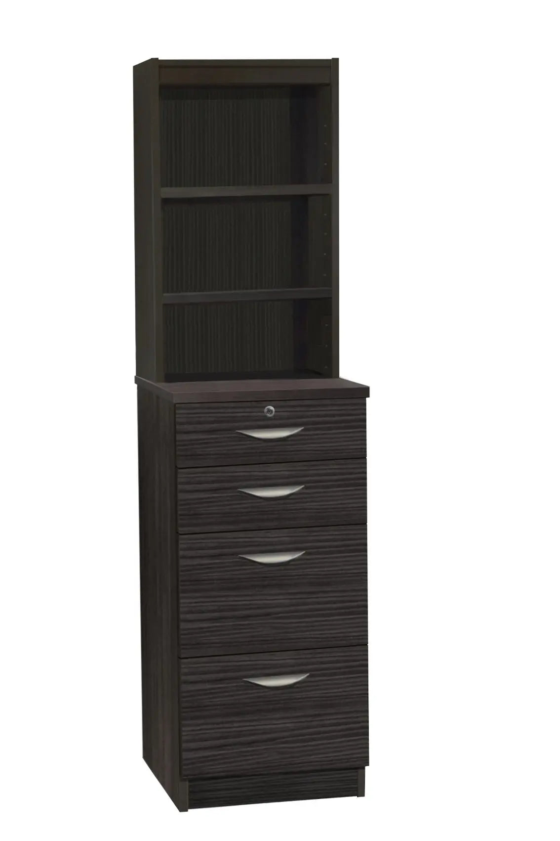 Home Office Mid Height 4 Drawer Unit/Filing Cabinet with Hutch Bookcase