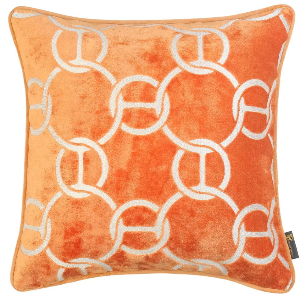 Chains Cut Velvet Paul Moneypenny Orange 43x43cm