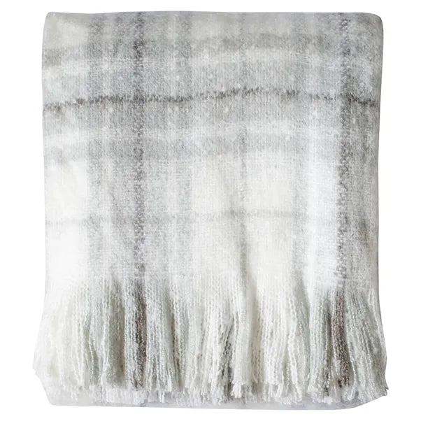 Check Faux Mohair Throw Grey 130x180cm