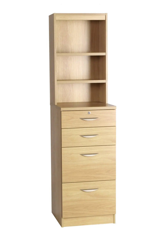 Home Office Mid Height 4 Drawer Unit/Filing Cabinet with Hutch Bookcase