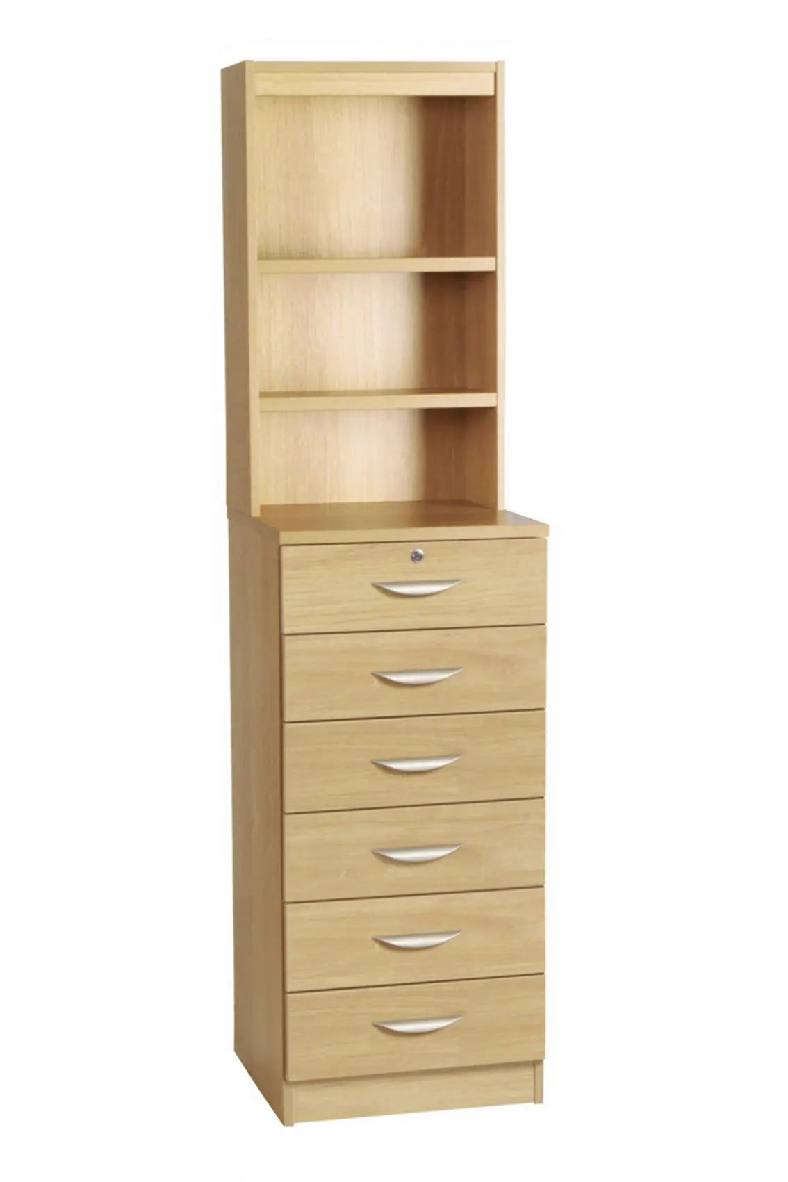 Home Office Mid Height 6 Drawer Unit with Hutch Bookcase