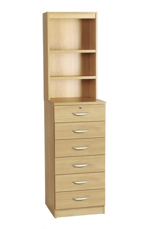 Home Office Mid Height 6 Drawer Unit with Hutch Bookcase