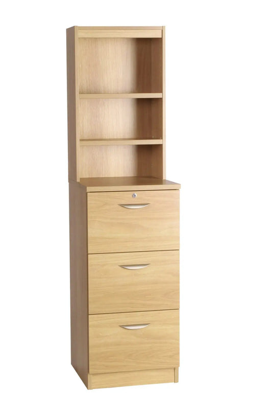 Home Office Mid Height 3 Drawer Filing Cabinet with Hutch Bookcase