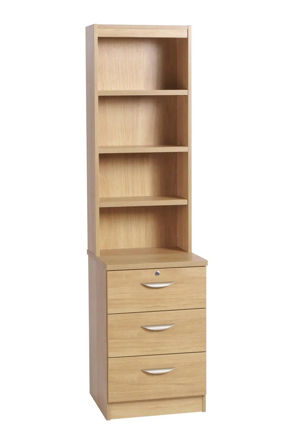 Home Office Desk Height 3 Drawer CD/DVD 48cm Storage Unit with Hutch Bookcase