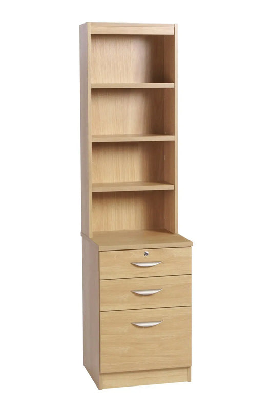 Home Office Desk Height 3 Drawer Unit/Filing Cabinet with Hutch Bookcase
