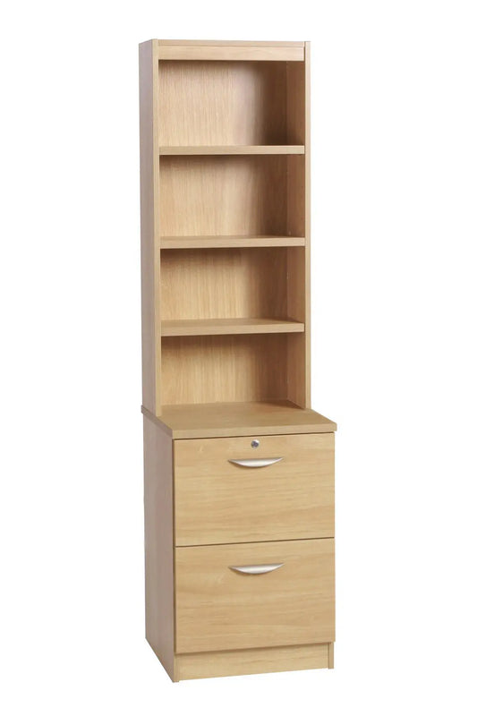 Home Office Desk Height 2 Drawer Filing Cabinet with Hutch Bookcase