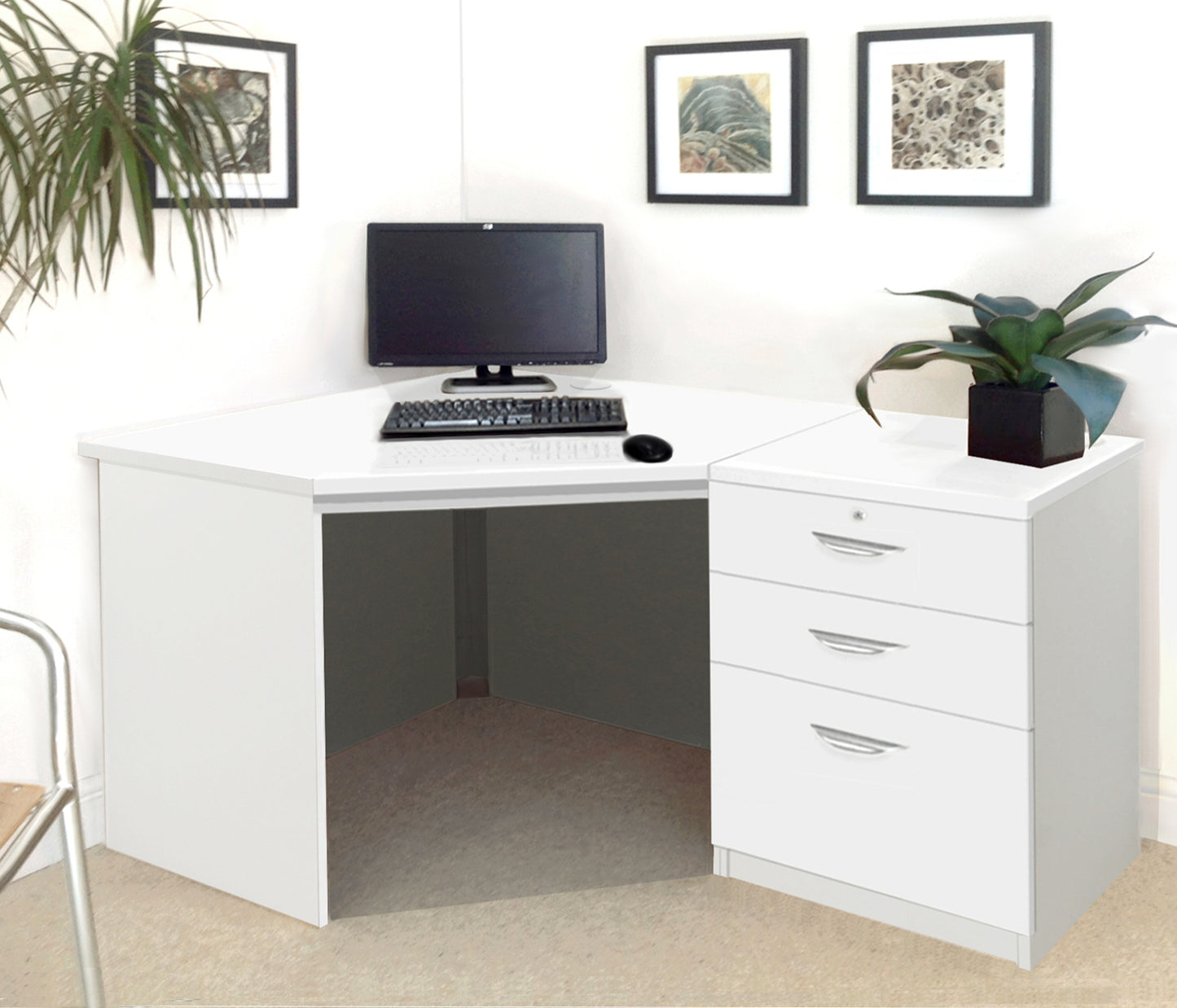 Home Office Corner Desk with 3 Drawer Unit/Filing Cabinet