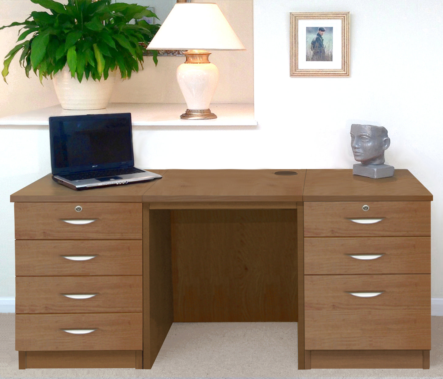 Home Office Desk with 2 Drawer Units