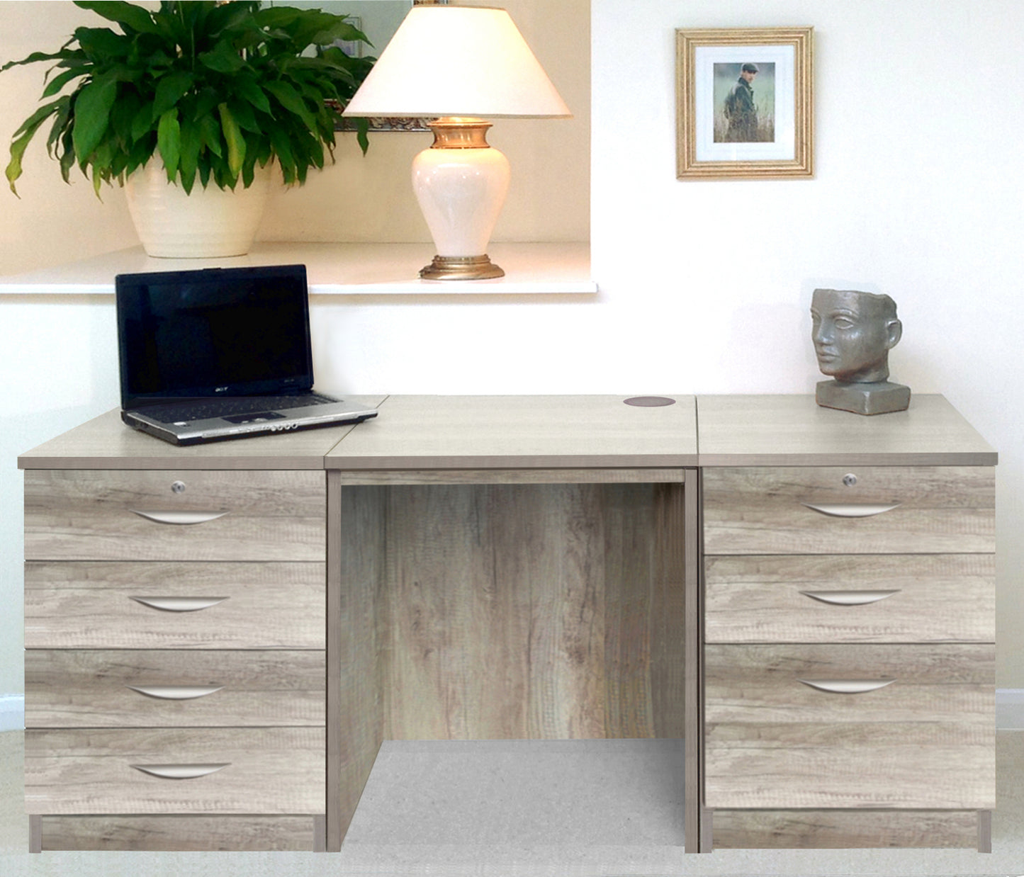 Home Office Desk with 2 Drawer Units
