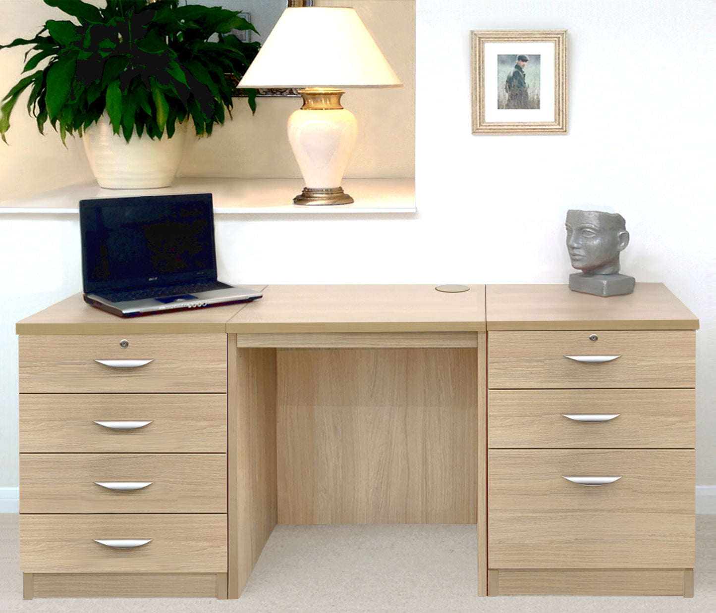 Home Office Desk with 2 Drawer Units