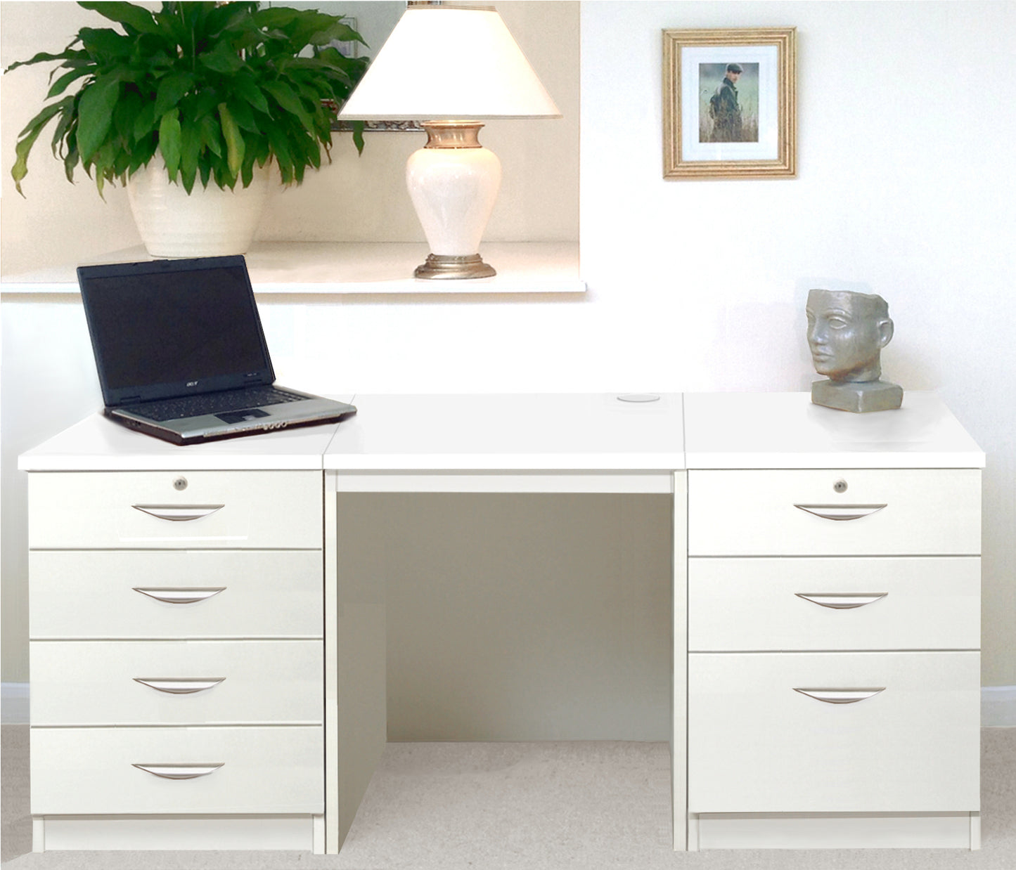 Home Office Desk with 2 Drawer Units