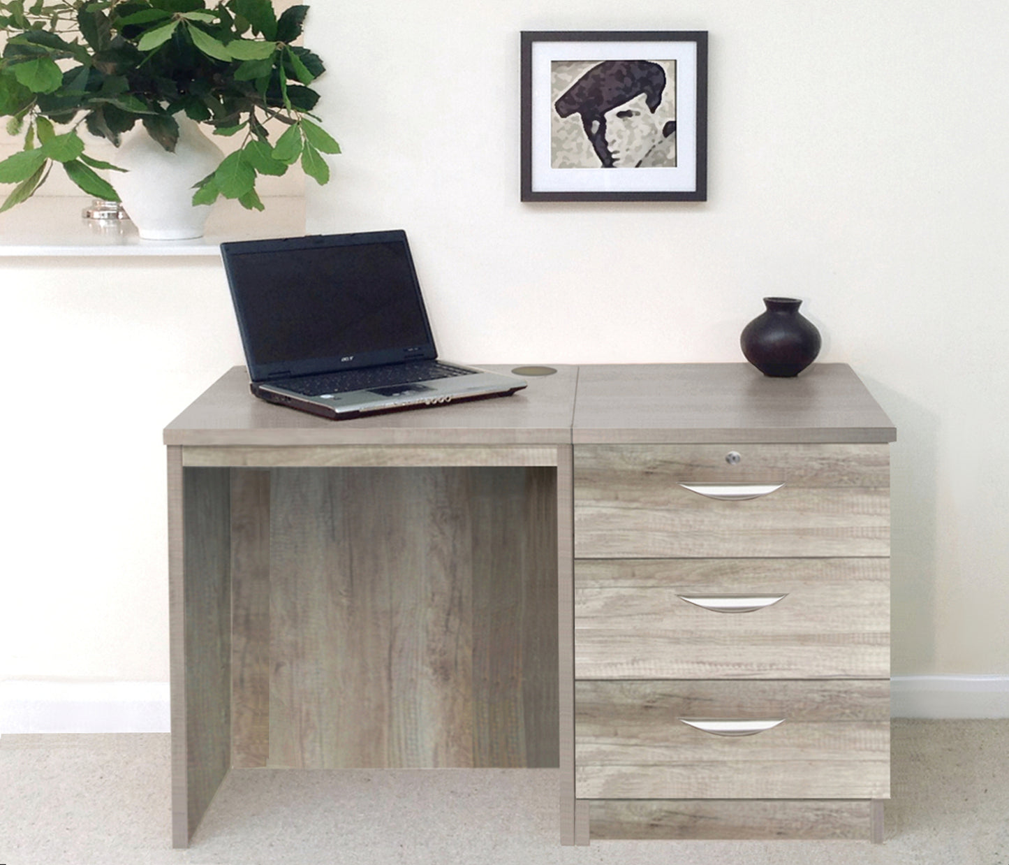 Home Office Desk with CD/DVD Storage Unit
