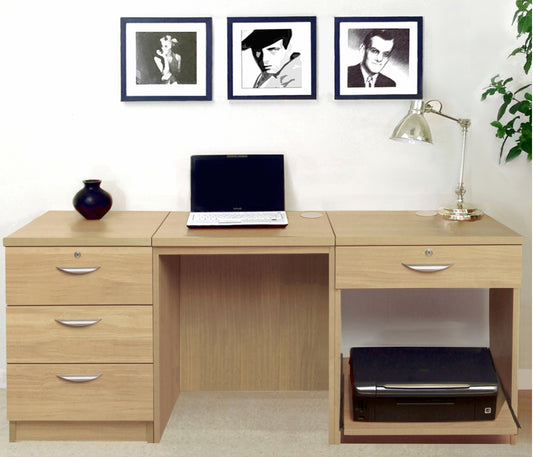 Home Office Desk with Printer and Drawer Units