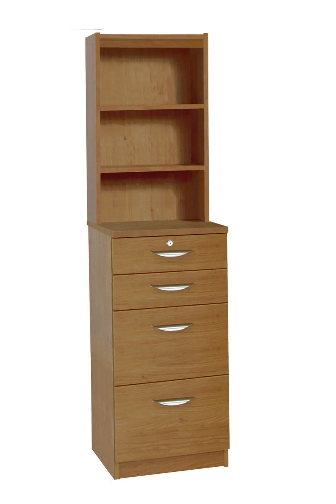 Home Office Mid Height 4 Drawer Unit/Filing Cabinet with Hutch Bookcase