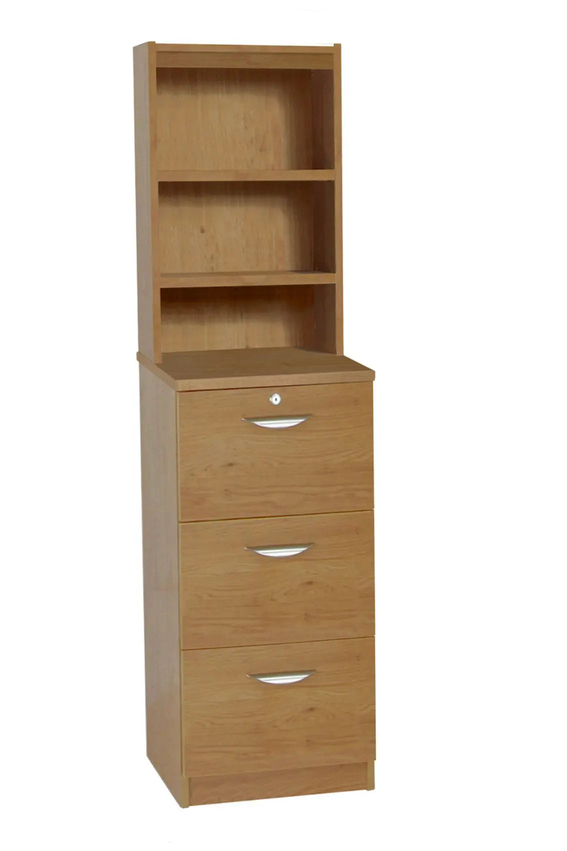 Home Office Mid Height 3 Drawer Filing Cabinet with Hutch Bookcase