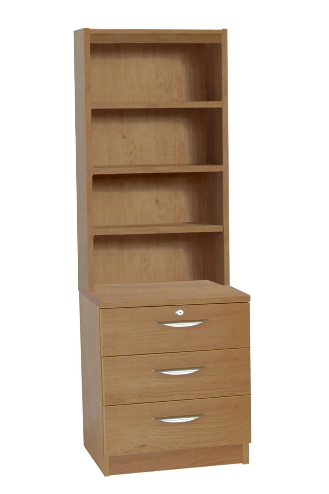 Home Office Desk Height 3 Drawer 60cm CD/DVD Storage Chest with Hutch Bookcase