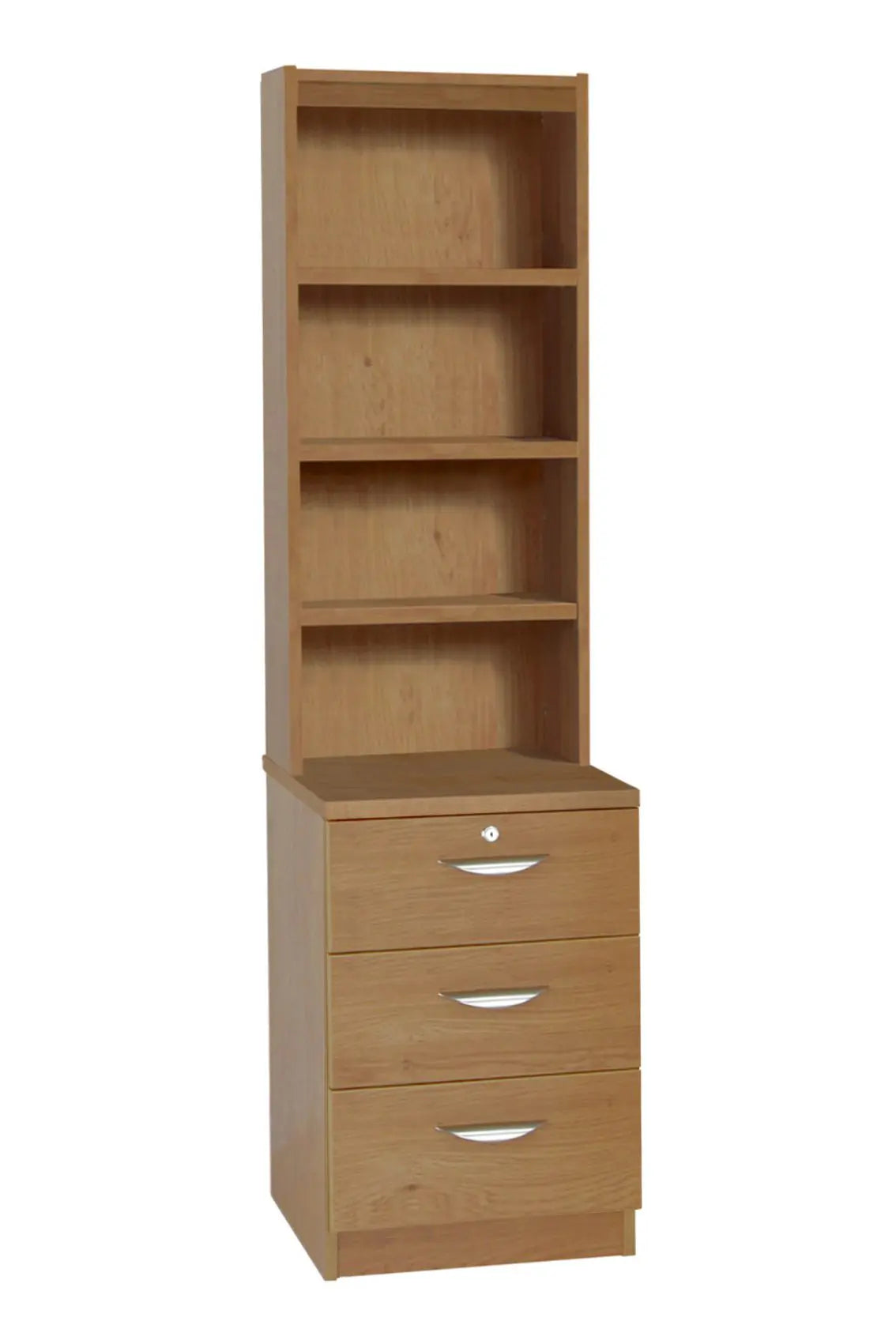 Home Office Desk Height 3 Drawer CD/DVD 48cm Storage Unit with Hutch Bookcase