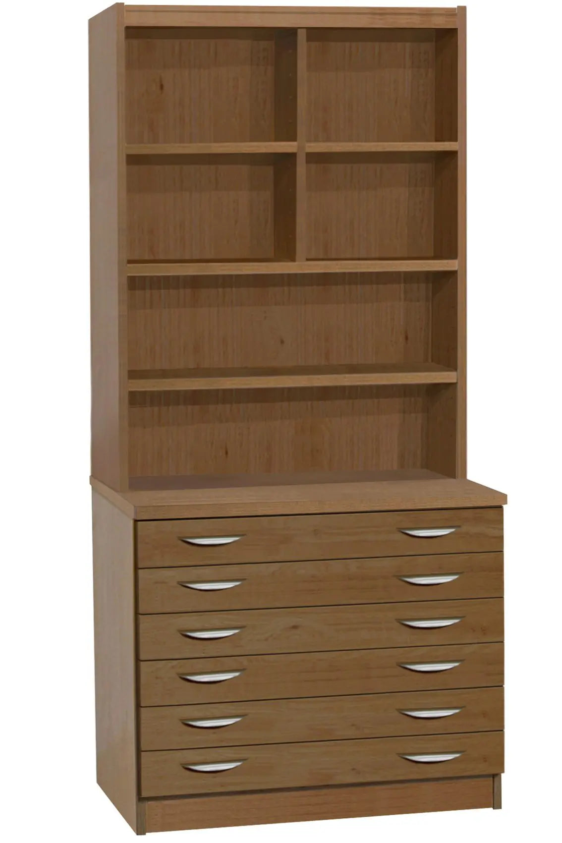Home Office Desk Height 6 Drawer A2 Plan Chest with Hutch Bookcase