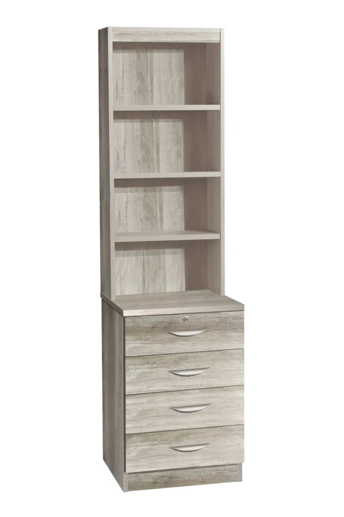 Home Office Desk Height 4 Drawer 48cm Unit with Hutch Bookcase
