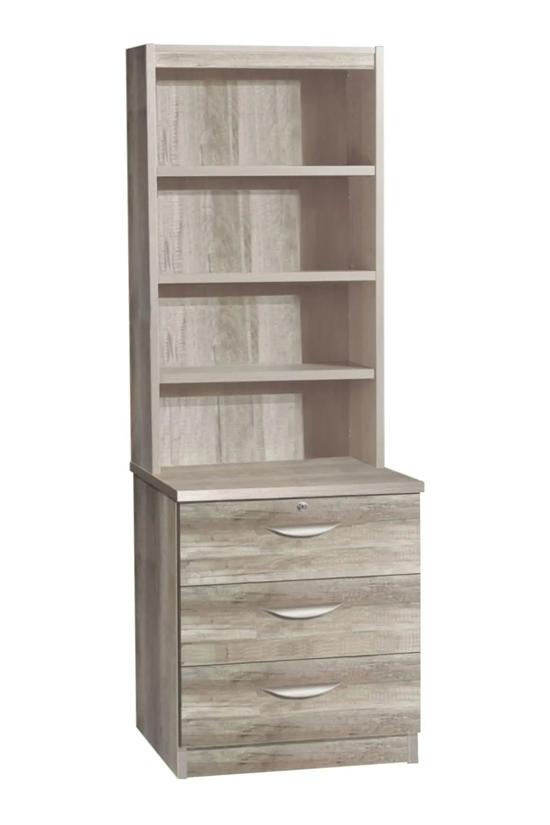 Home Office Desk Height 3 Drawer 60cm CD/DVD Storage Chest with Hutch Bookcase