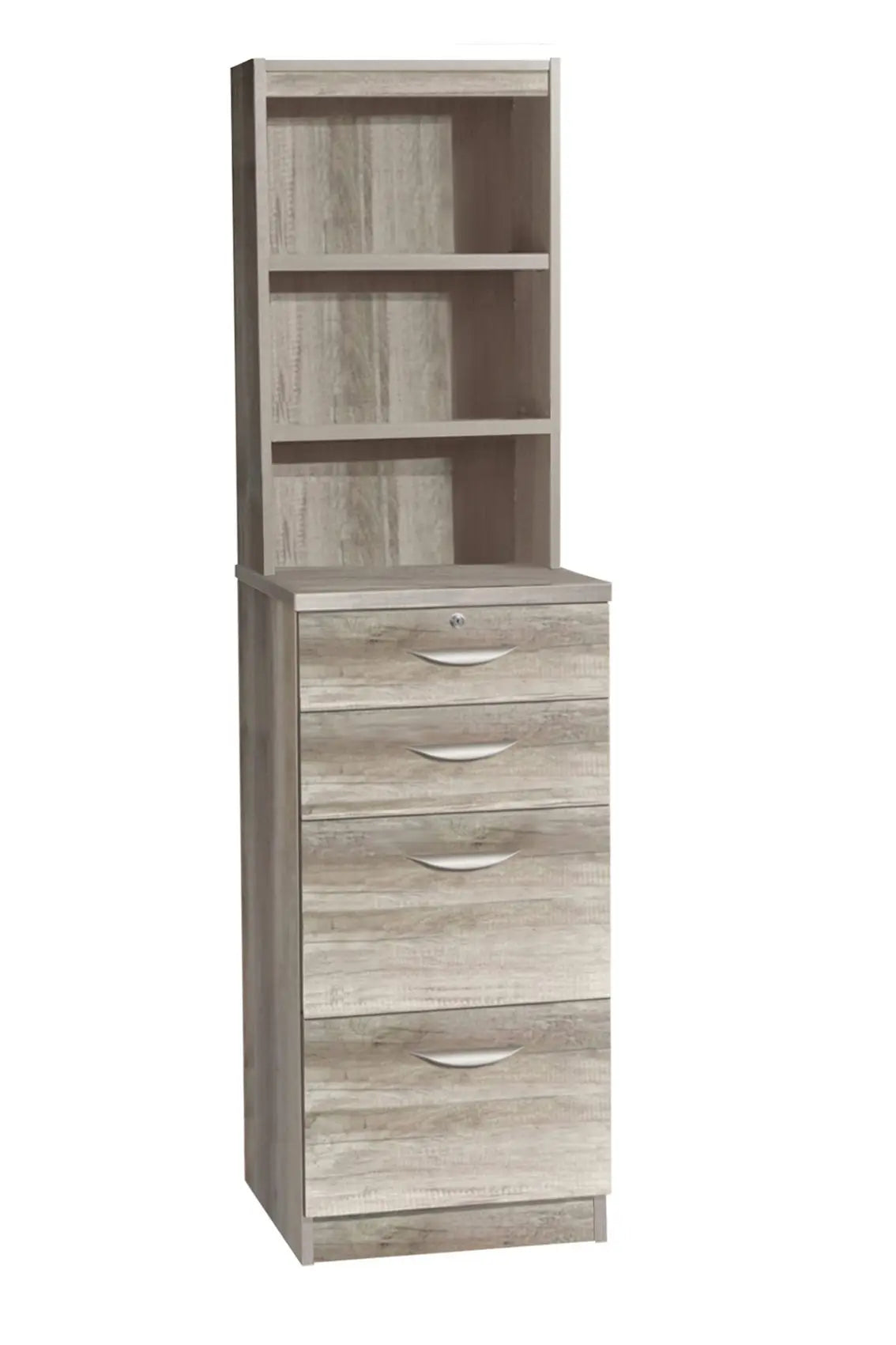 Home Office Mid Height 4 Drawer Unit/Filing Cabinet with Hutch Bookcase