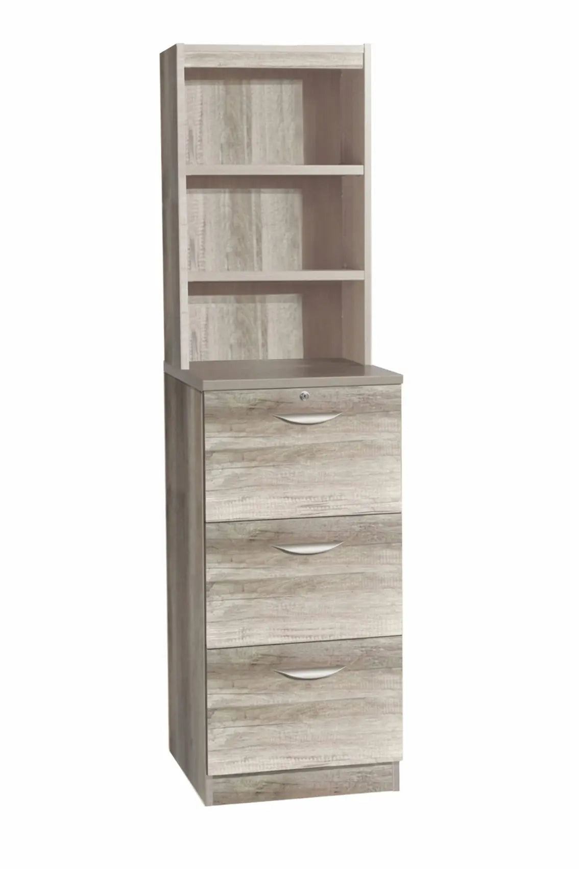 Home Office Mid Height 3 Drawer Filing Cabinet with Hutch Bookcase