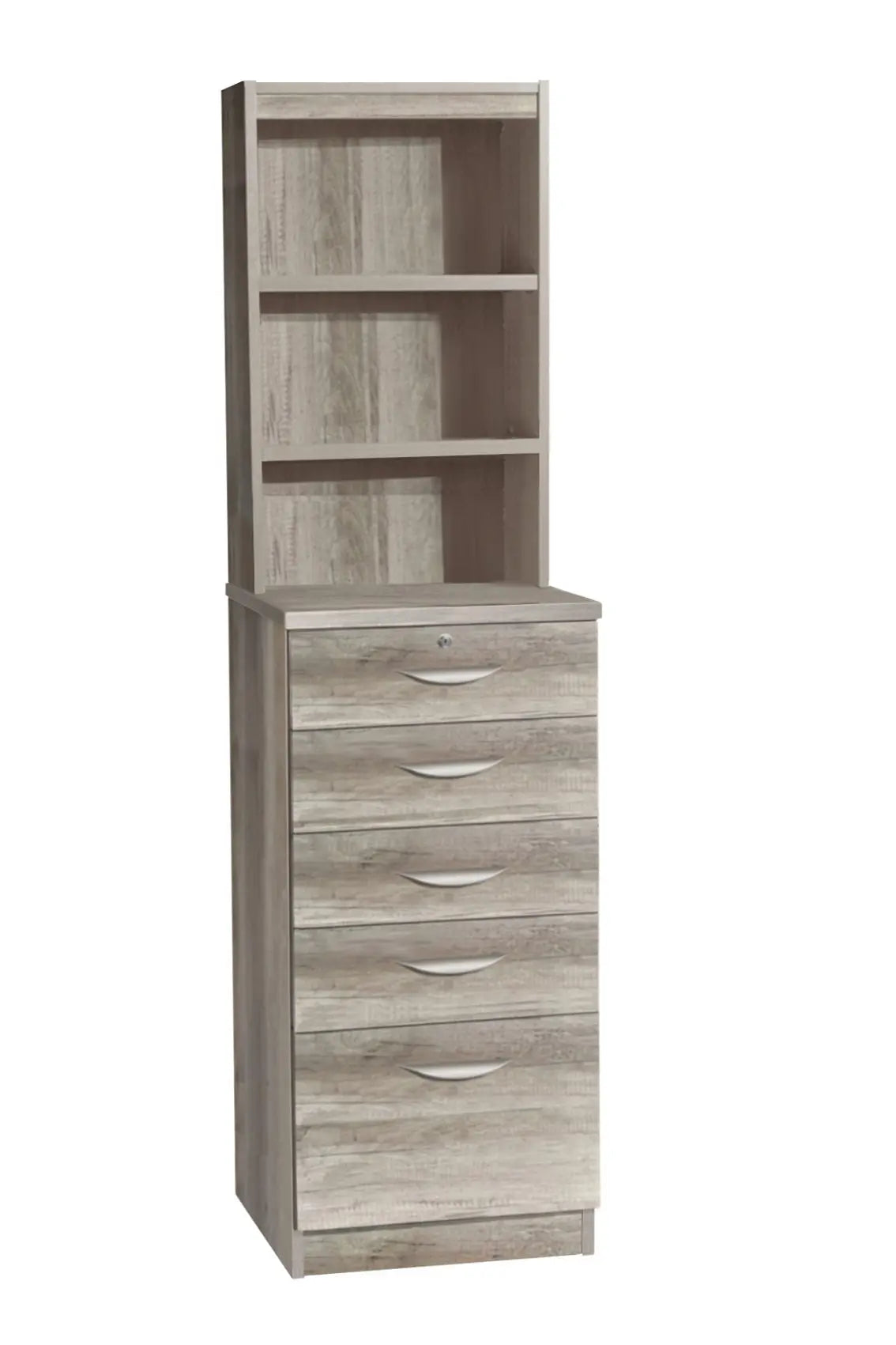 Home Office Mid Height 6 Drawer Unit with Hutch Bookcase