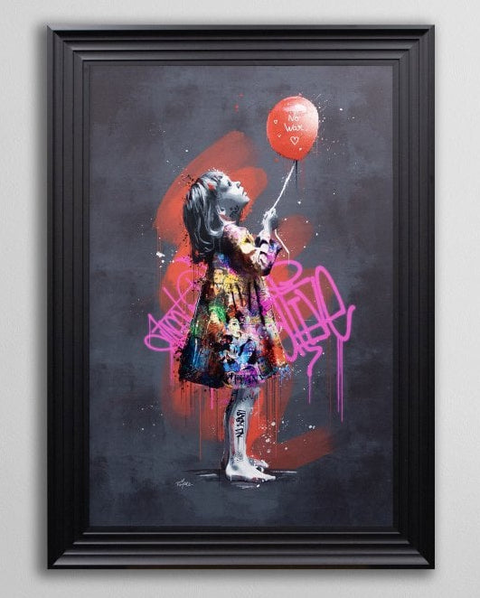 La Petite Fille El Le Balloon - Matt Black 3 Step Frame 75 x 105cm