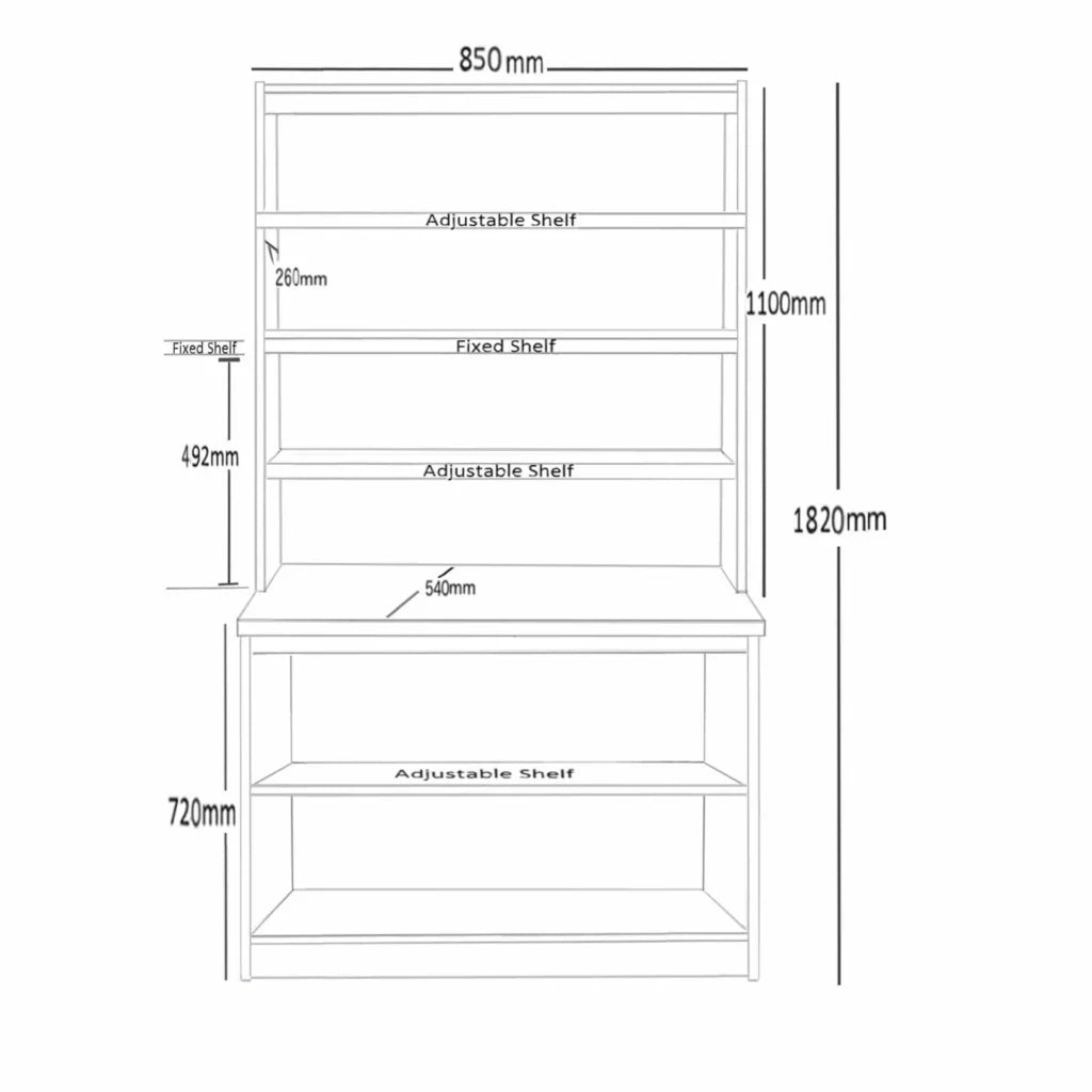Home Office Desk Height Storage/Deep Bookcase 85cm with Hutch Bookcase