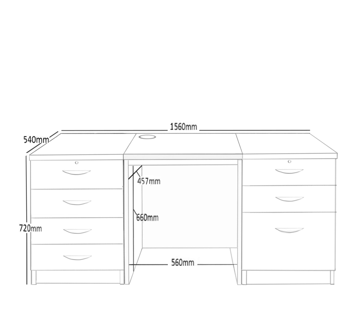 Home Office Desk with 2 Drawer Units