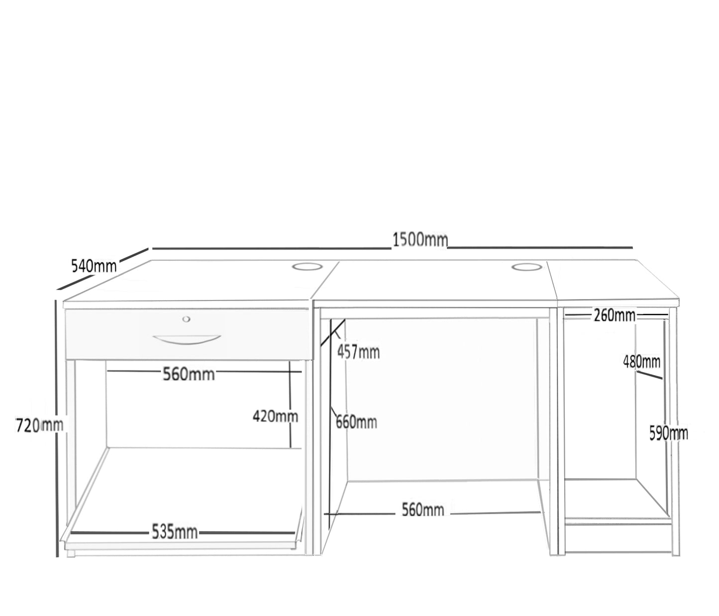 Home Office Desk with Printer and Computer Units