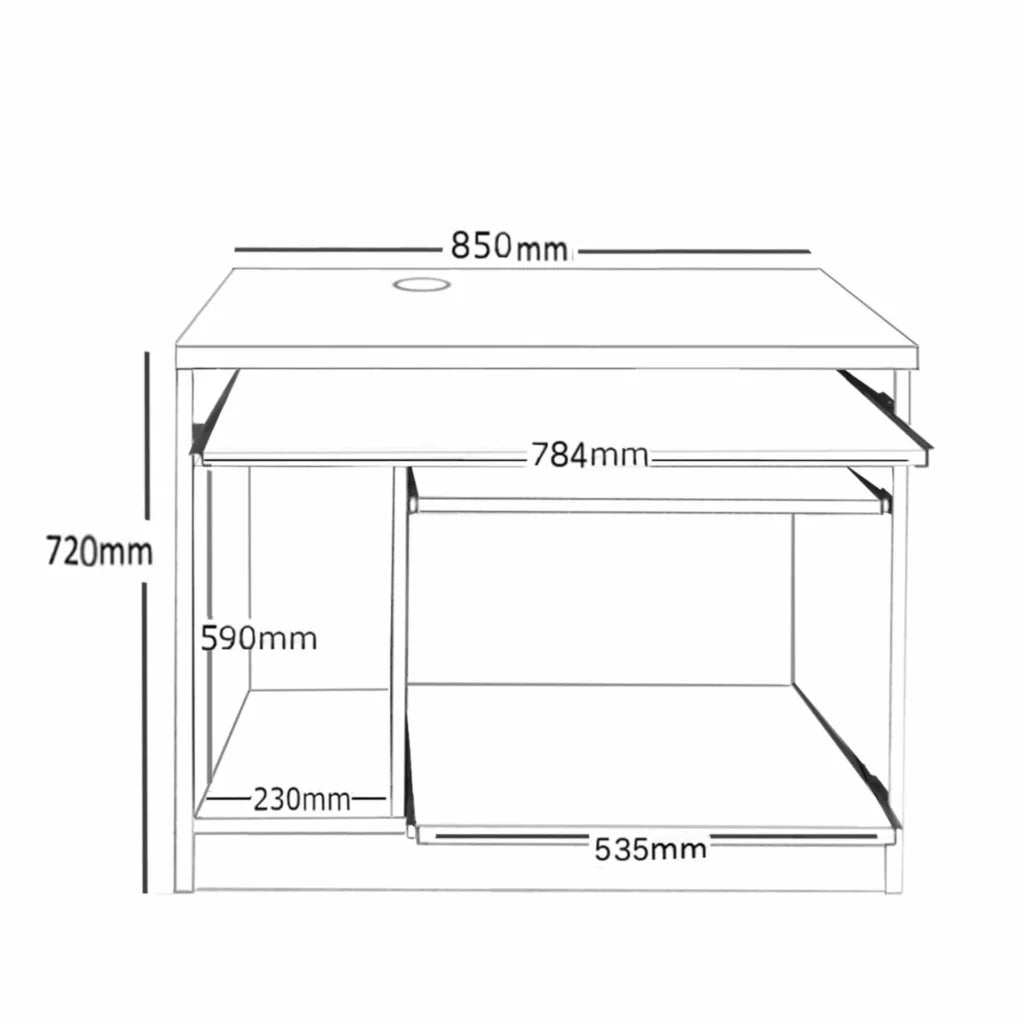 Home Office Desk Height Computer Work Station with Hutch Bookcase