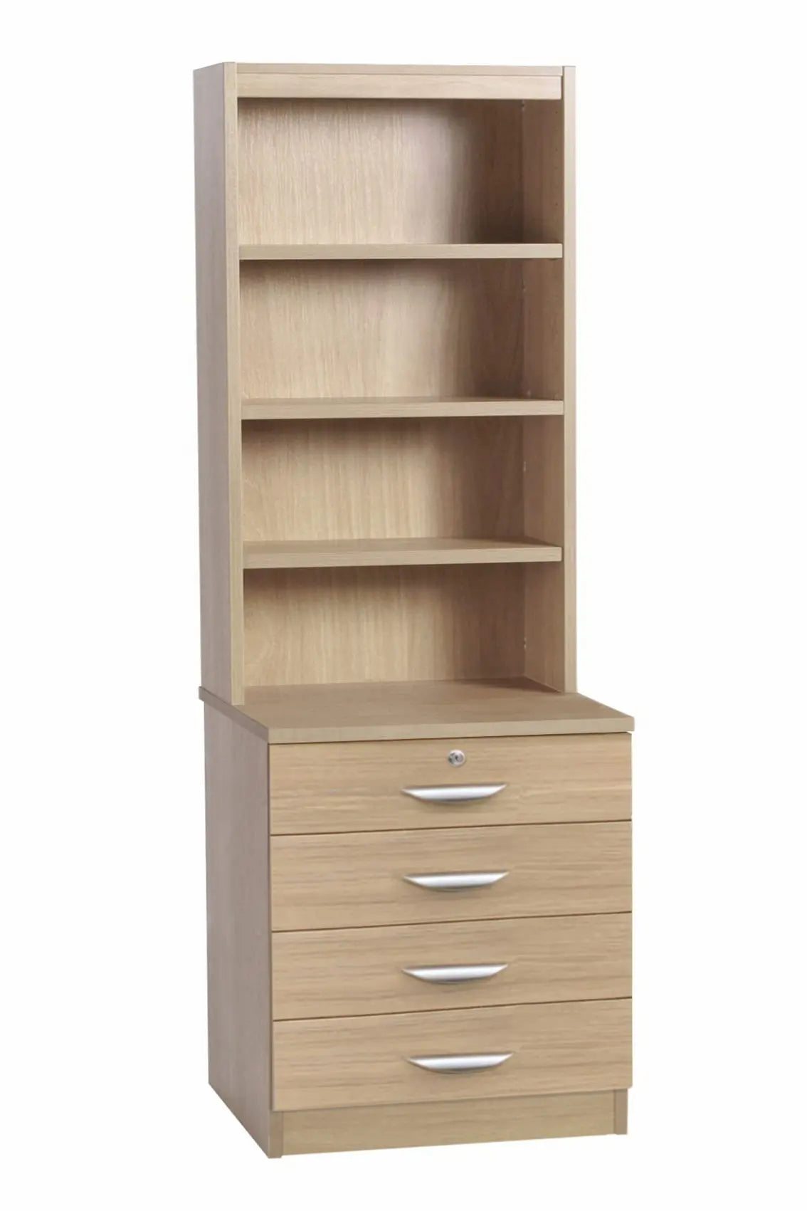 Home Office Desk Height 4 Drawer 60cm Chest with Hutch Bookcase