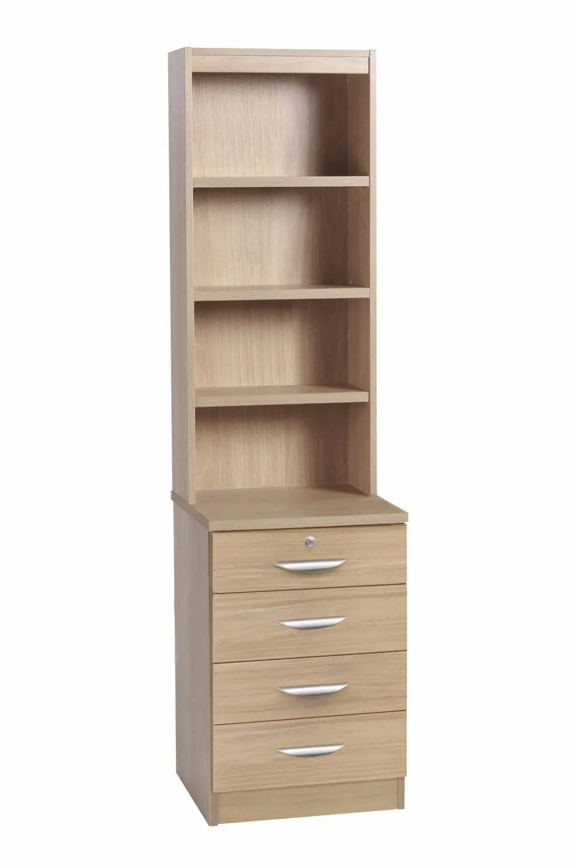 Home Office Desk Height 4 Drawer 48cm Unit with Hutch Bookcase