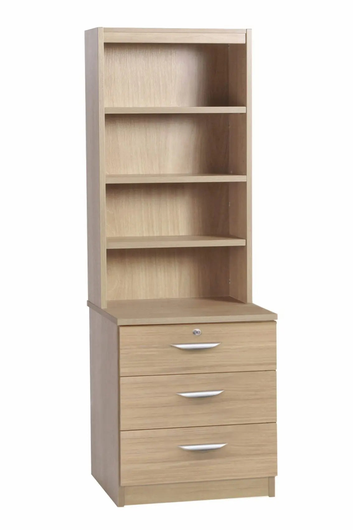 Home Office Desk Height 3 Drawer 60cm CD/DVD Storage Chest with Hutch Bookcase
