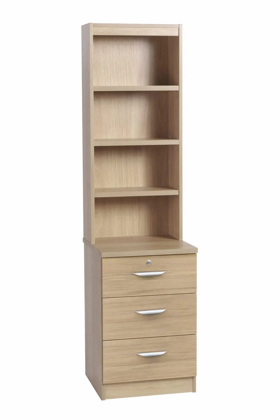 Home Office Desk Height 3 Drawer CD/DVD 48cm Storage Unit with Hutch Bookcase