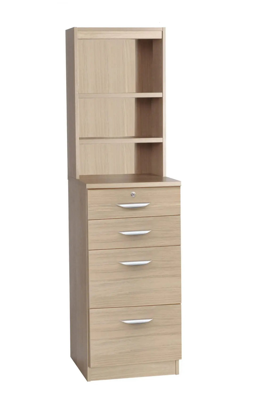 Home Office Mid Height 4 Drawer Unit/Filing Cabinet with Hutch Bookcase