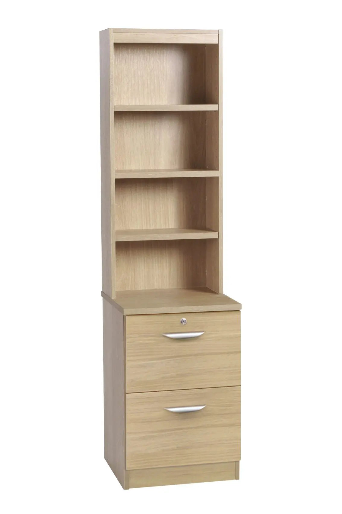 Home Office Desk Height 2 Drawer Filing Cabinet with Hutch Bookcase