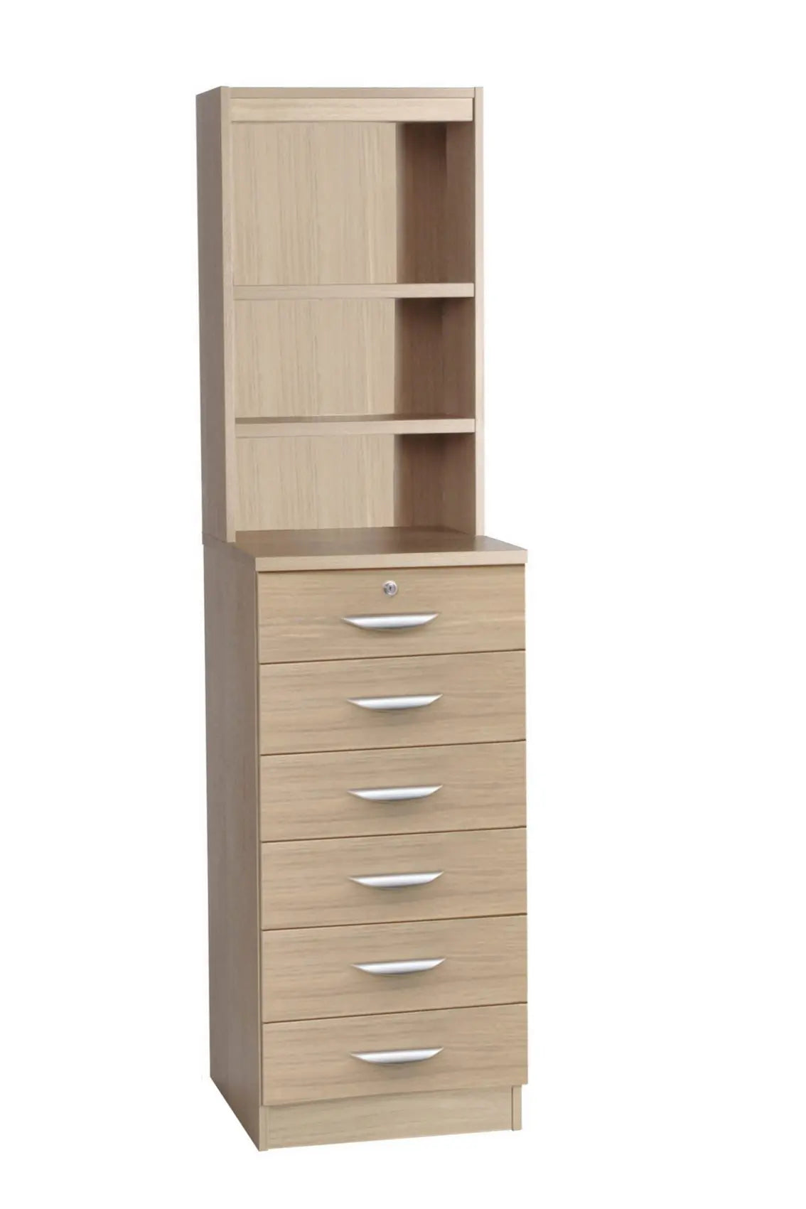Home Office Mid Height 6 Drawer Unit with Hutch Bookcase