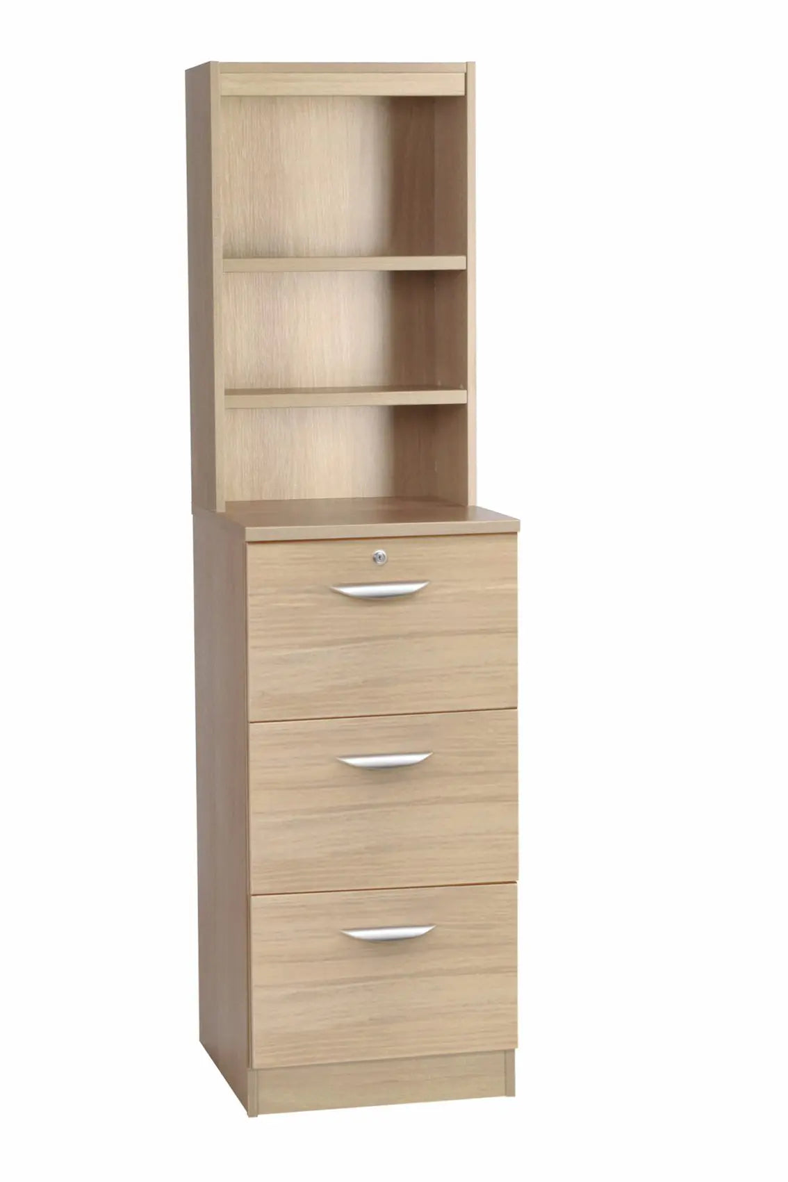 Home Office Mid Height 3 Drawer Filing Cabinet with Hutch Bookcase