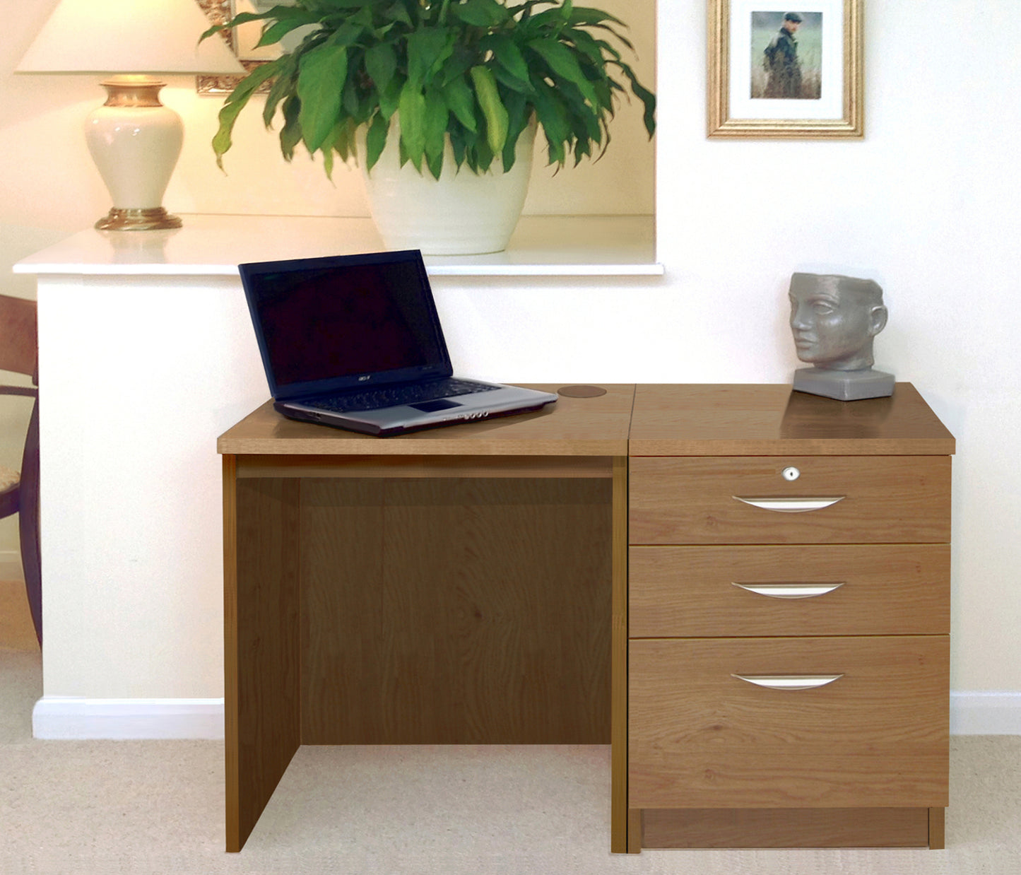 Home Office Small Desk with 3 Drawer Unit/Filing Cabinet