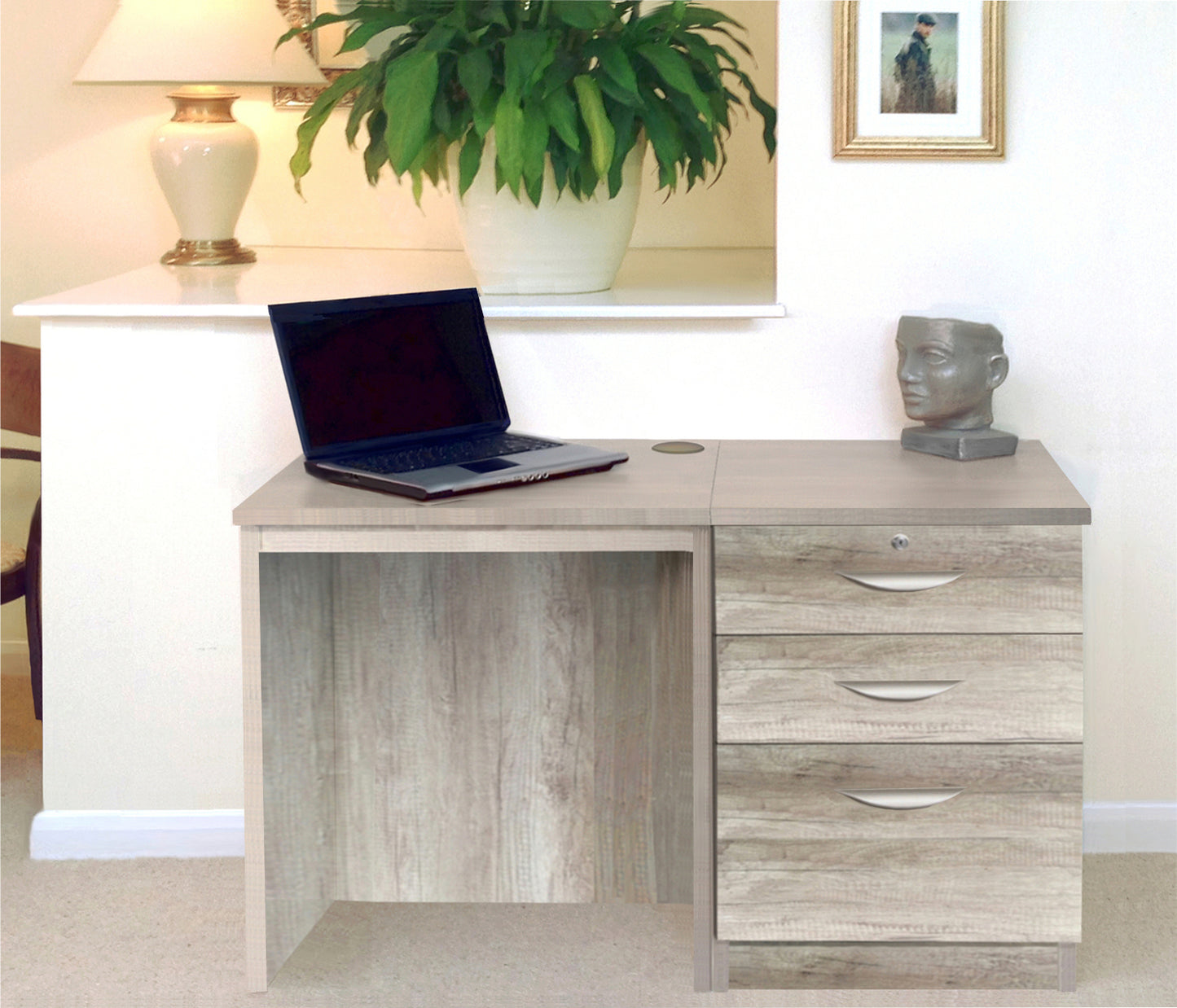 Home Office Small Desk with 3 Drawer Unit/Filing Cabinet