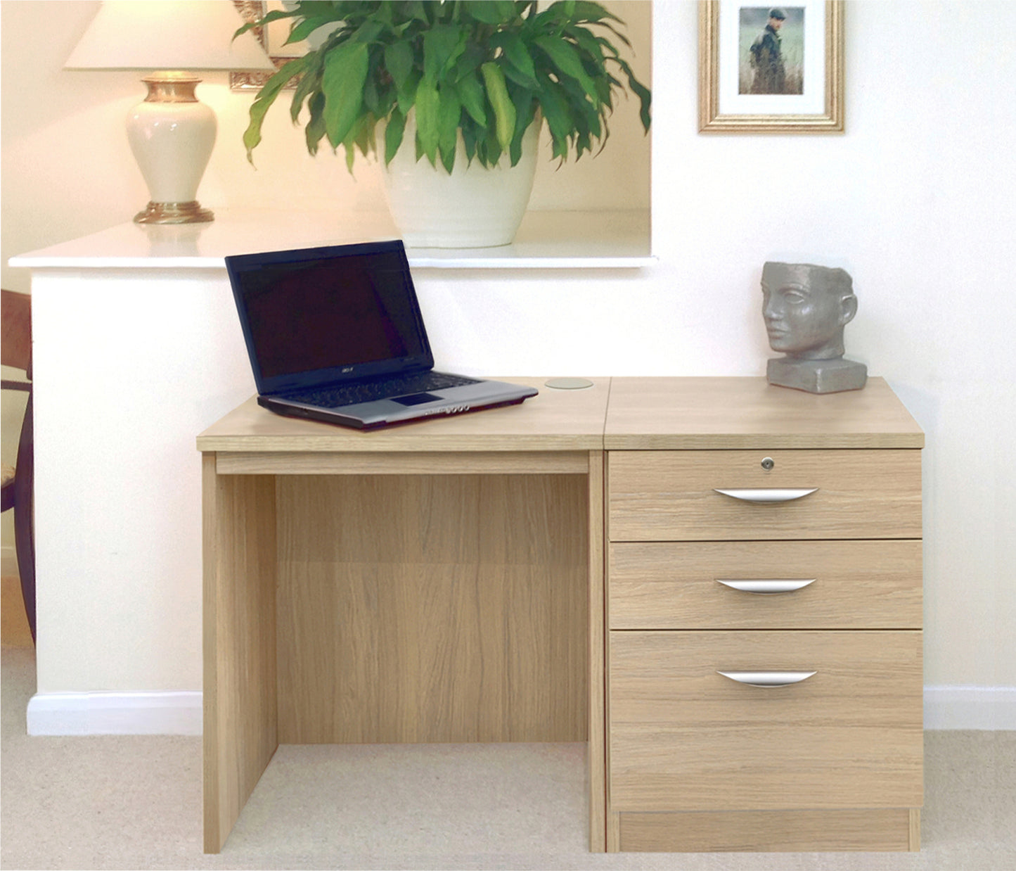 Home Office Small Desk with 3 Drawer Unit/Filing Cabinet